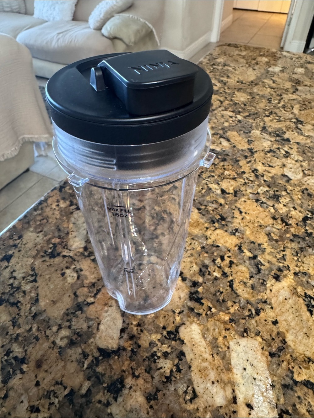 Ninja Clear Plastic Blender Cup with Black Flip Lid